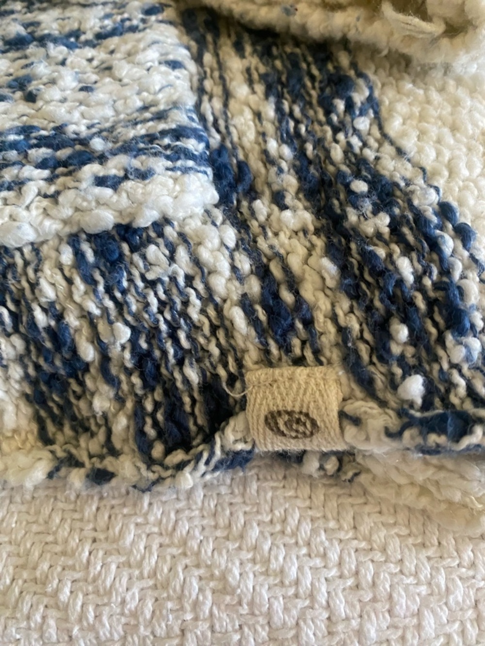 Rip Curl Cream and Blue Striped Hooded V-Neck Pullover - Picture 3 of 6